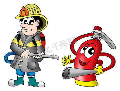 消防员和灭火器