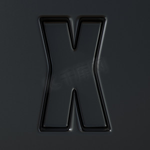 黑色海报字体摄影照片_黑色雕刻字体 Letter X 3D
