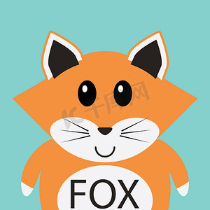 可爱的狐狸卡通平面图标头像