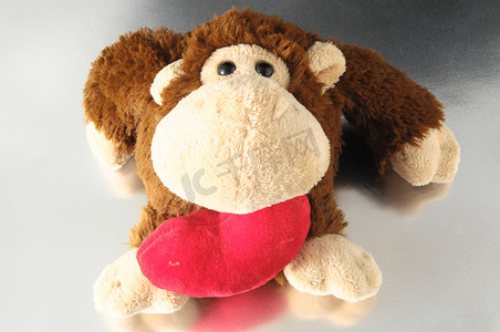 猴子玩具摄影照片_有趣的棕色猴子