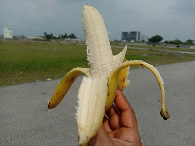 美味健康的膨胀香蕉特写