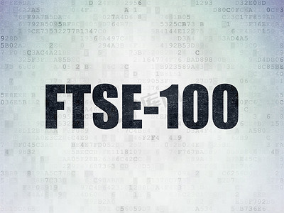 数字100摄影照片_股票市场指数概念：数字数据论文背景上的 FTSE-100