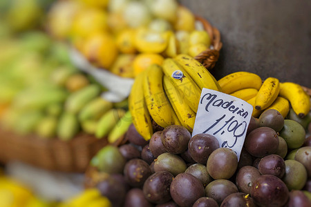 Mercado Dos Lavradores.Madeira Island, Po 的新鲜异国情调水果