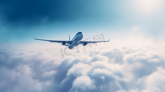 飞机emoji摄影照片_一架在空中飞行的飞机的模糊图像