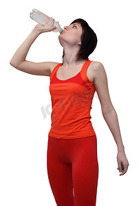 饮用水插图摄影照片_运动装饮用水的女人