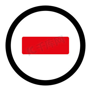 减去扁平密集的红色和黑色圆形光栅图标