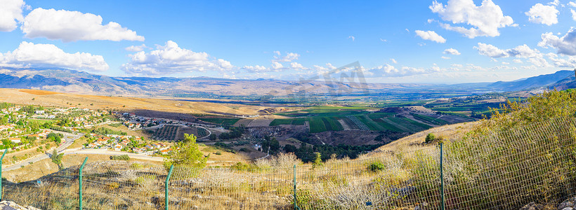 Metula和附近的风景，以色列与黎巴嫩的边界