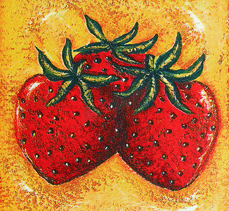 八月十五红印摄影照片_黄色背景图上的红草莓