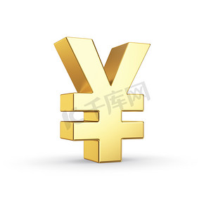 金色日元货币符号-剪切路径