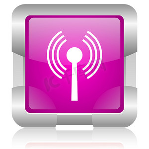 wifi 粉红色方形 web 光泽图标
