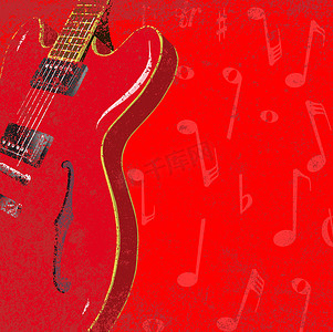 红色吉他背景
