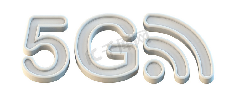 白色 5G 图标 3D