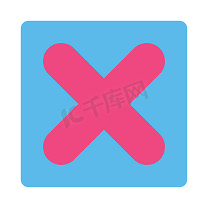取消扁平粉色和蓝色圆形按钮