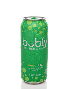 调味罐摄影照片_加利福尼亚州欧文市 - 2020 年 4 月 10 日：一罐 Bubly Lime 苏打水。