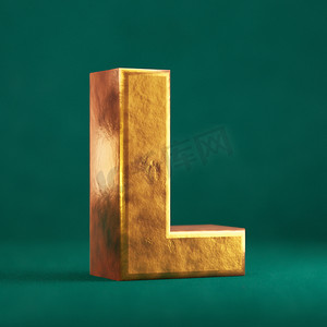 潮水绿色背景上的 Fortuna 金色字母 L 大写。