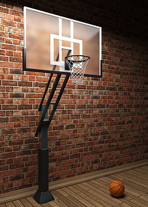 旧砖墙和篮球