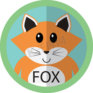 可爱的狐狸卡通平面图标头像圆圈