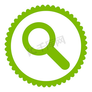 搜索平面生态绿色圆形邮票图标