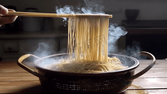 面条做的桥摄影照片_荞麦面条食物美食