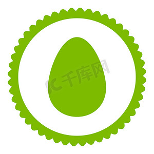 鸡蛋扁平生态绿色圆形邮票图标
