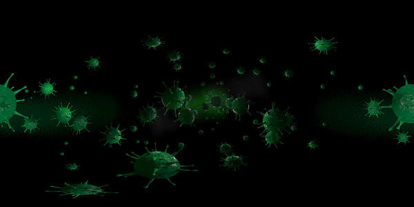 3d 渲染显微镜病毒-细菌关闭。