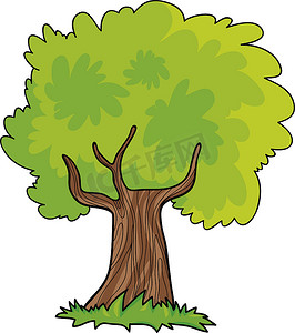 绿色的树卡通摄影照片_卡通树