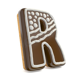 字母 R 巧克力圣诞姜饼字体装饰 whi