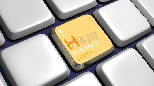 线描元素摄影照片_带氢元素的键盘（细节）