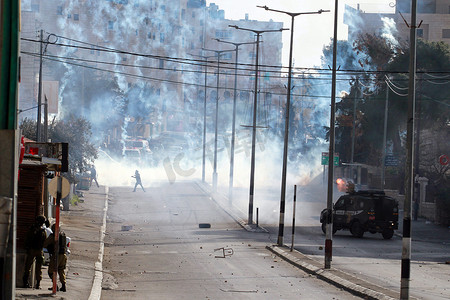 军事冲突摄影照片_西岸-伯利恒-冲突-动乱-以色列