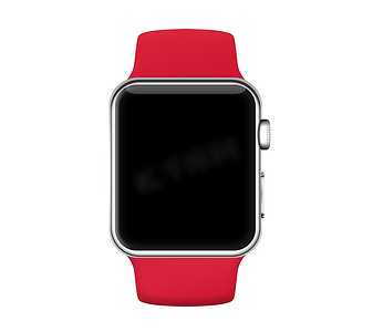 玫瑰银铝壳智能手表和红色运动表带