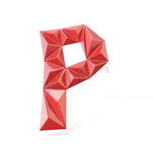 不规则圆喷溅摄影照片_红色现代三角字体字母 P.3D