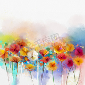 抽象花卉水彩画