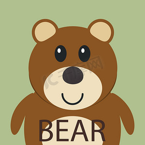 可爱的棕熊卡通平面图标头像
