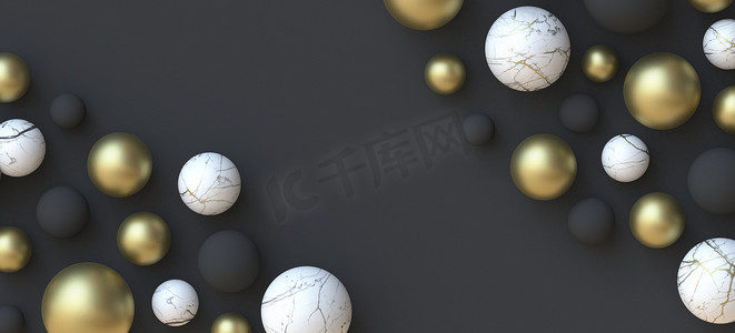 抽象背景由不同的材料球 3D 制成