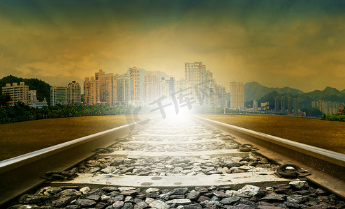 铁路和城市场景用于民用发展和基础设施