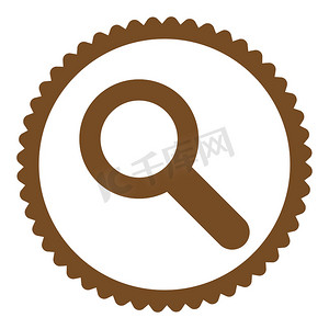 搜索平面棕色圆形邮票图标