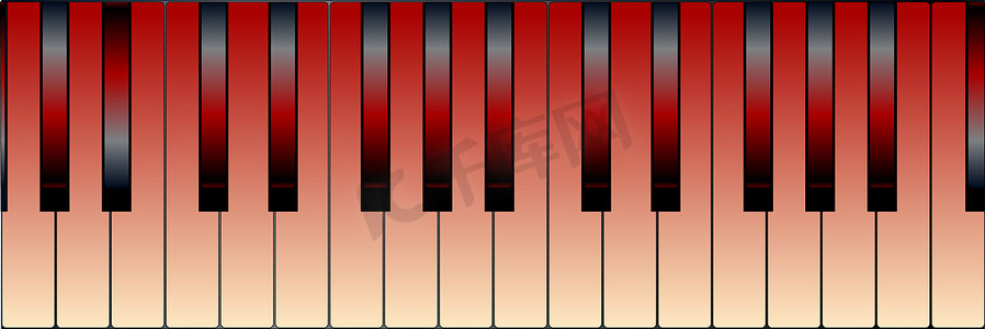 红色钢琴键