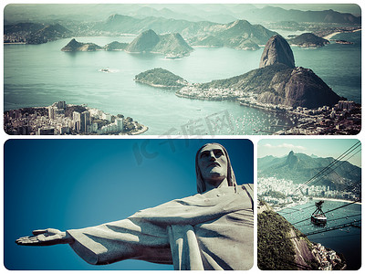 太热了摄影照片_里约热内卢（巴西）图像拼贴画-旅行背景（m