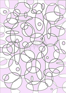 不同线条粗细的各种浅紫色圆圈和椭圆形的背景