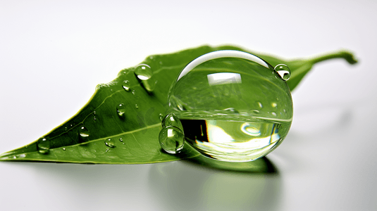 绿色叶子水滴插画