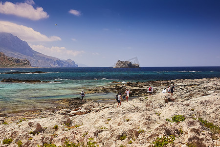 GRAMVOUSA - BALOS，希腊克里特岛 - 2019 年 6 月 4 日：Gramvousa 海盗岛海滩的美丽海景。