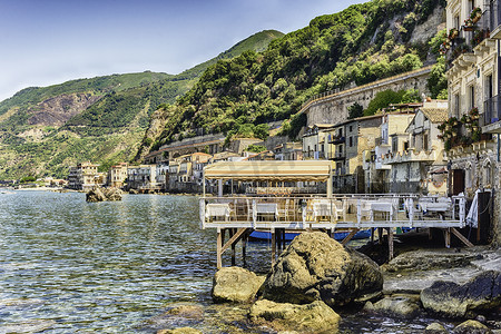 意大利卡拉布里亚 Scilla 村美丽的海景