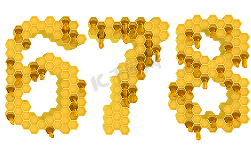 honey字体摄影照片_Honey 字体 6 7 和 8 数字隔离