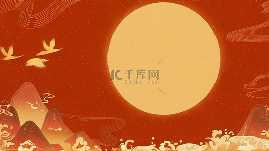 中秋节中国风月亮背景图片_红色中国风红色国潮