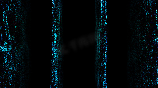 蓝色粒子摄影照片_闪闪发光的蓝色粒子背景。
