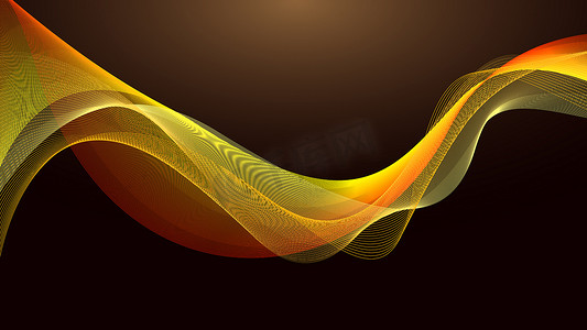 摇曳的波浪线抽象波浪背景棕色抽象闪亮的金色波浪设计元素