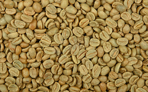 未经烘焙的生绿咖啡豆的背景
