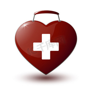 公共服务卫生摄影照片_以心脏的形式红色医疗袋