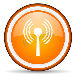 wifi动图摄影照片_白色背景上的 wifi 橙色光泽圆圈图标