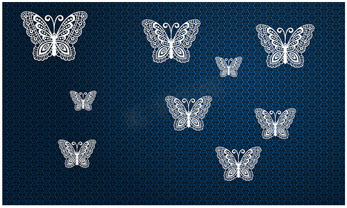蓝色抽象背景上的蝴蝶